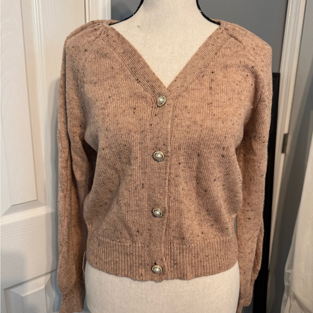 Another Love Tan Cardigan Sweater V-Neck